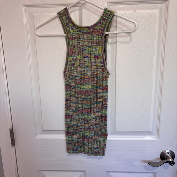 Anthropologie Green Rainbow Multicolor Knit High Neck Tank Top - Picture 5 of 10